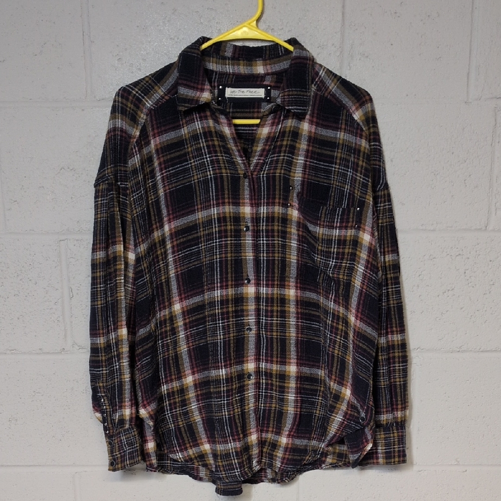 We the Free Hidden-Valley Oversized Button Down Plaid Shirt, XS, Boho Grunge 90s - Picture 2 of 7